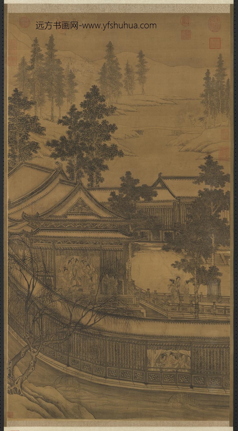 宋人画南唐耿先生炼雪图轴