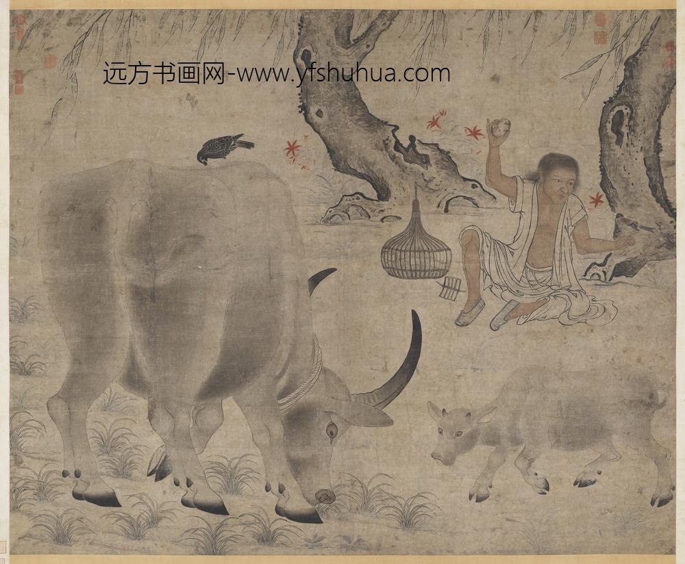 宋人画子母牛轴