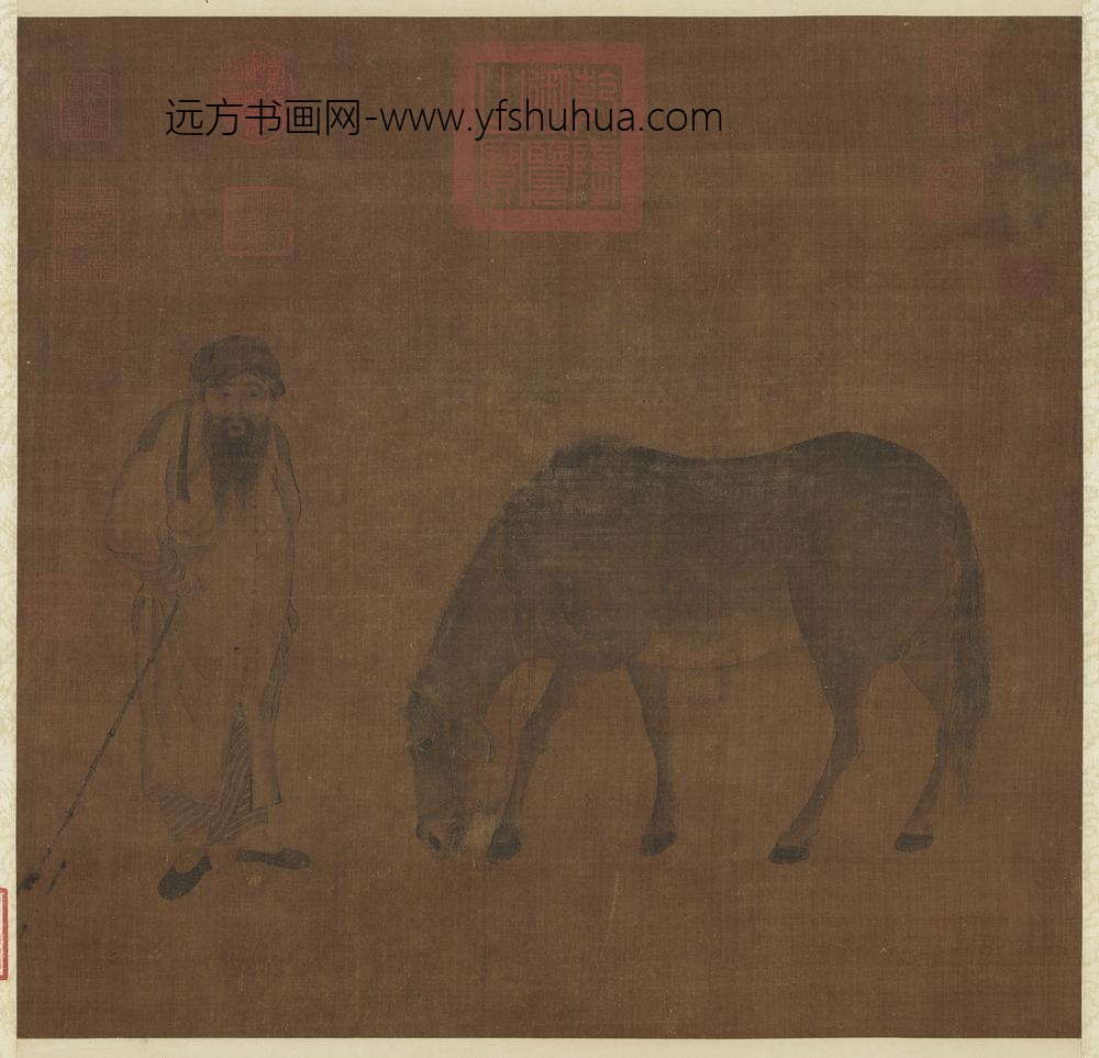 宋人画牧马图轴