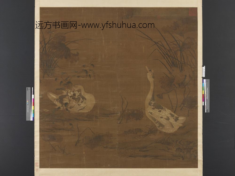 宋人画秋塘双雁轴