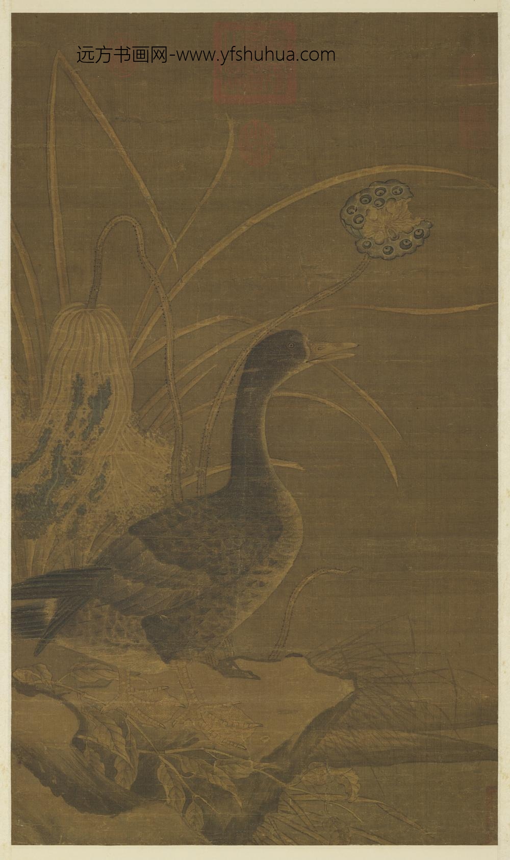 宋人秋荷野凫图轴