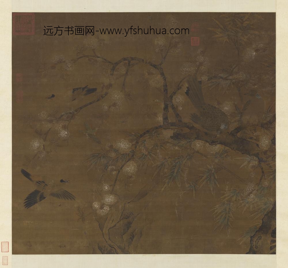 宋人竹树鸣鸠图轴