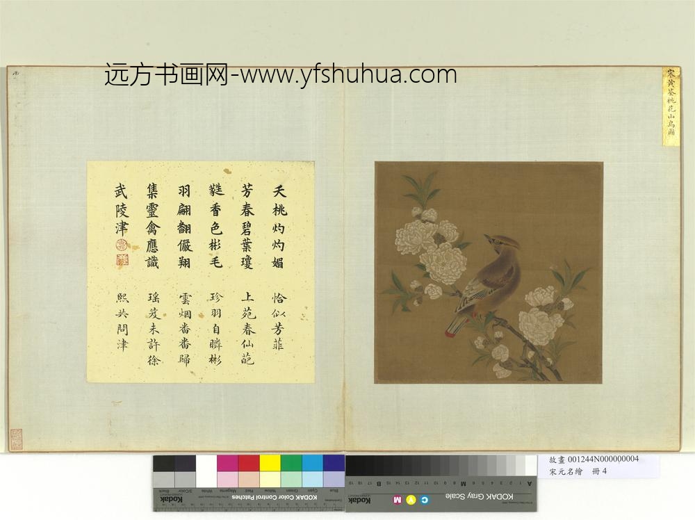 宋元名绘册-五代黄筌桃花山鸟图