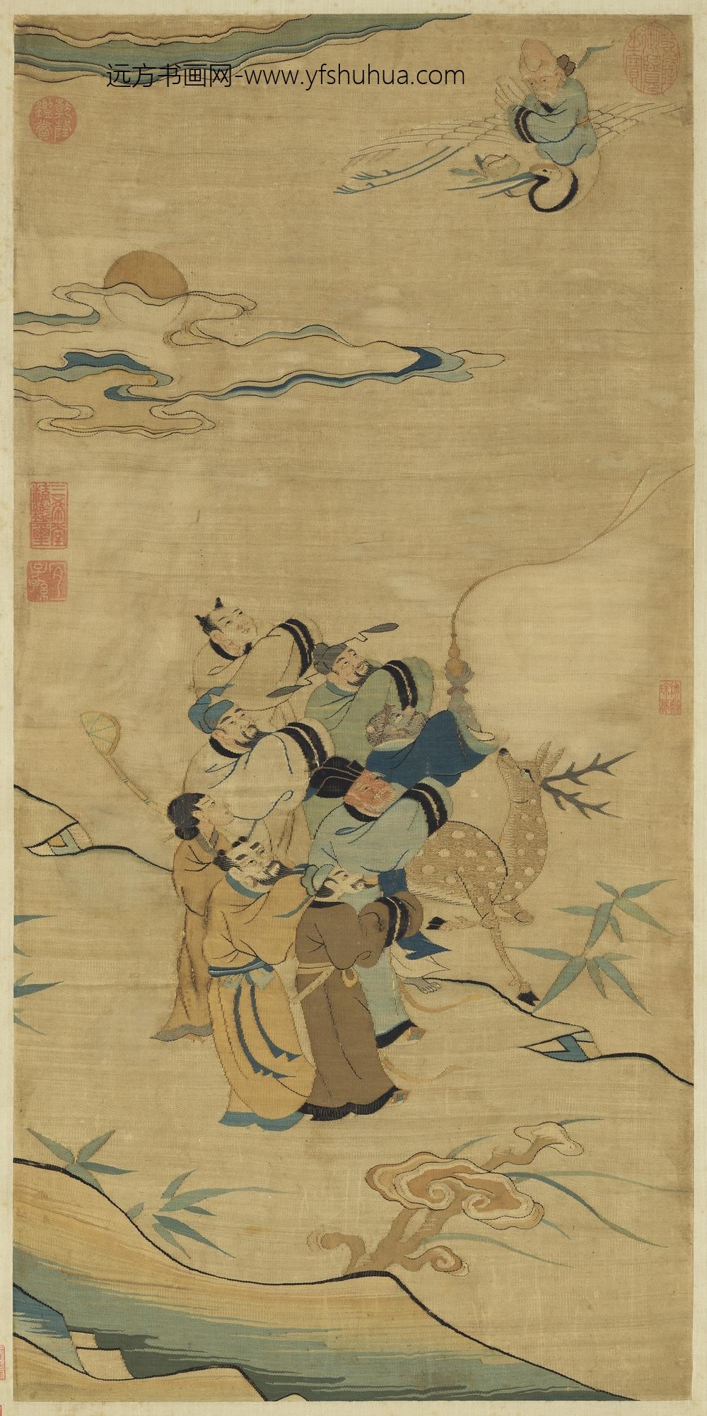 宋缂丝八仙拱寿轴