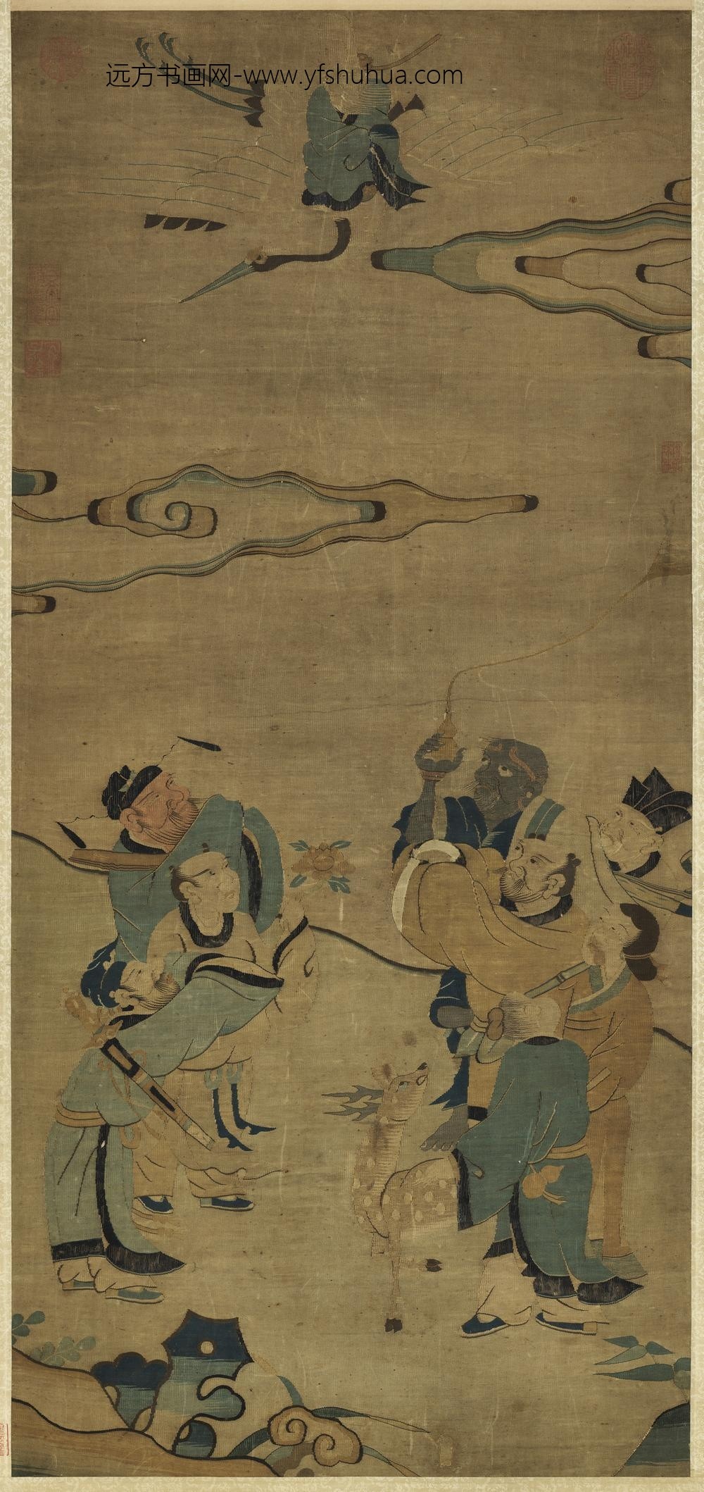 宋缂丝八仙祝寿轴