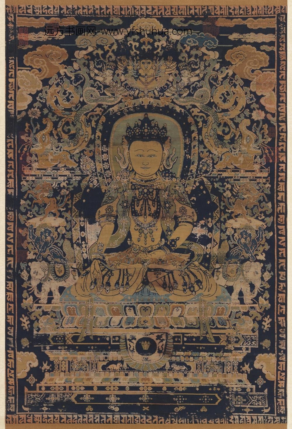 宋缂丝宝生如来轴