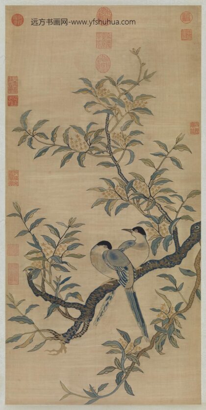 宋缂丝桂枝双喜图轴.jpg