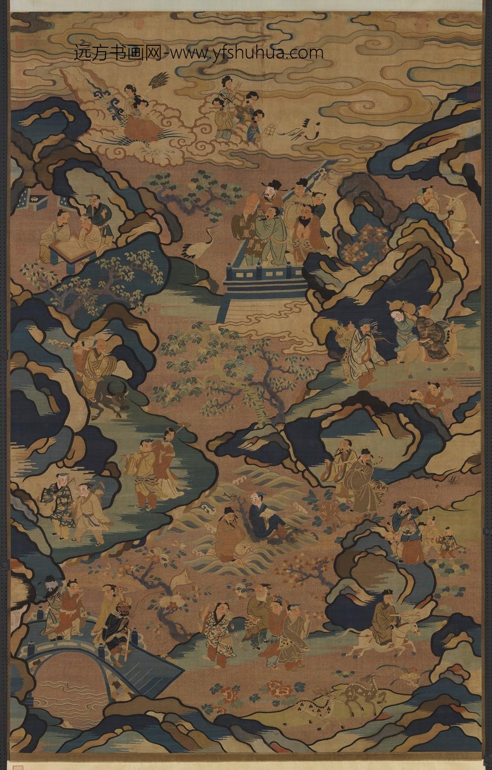 宋缂丝群仙献寿图轴