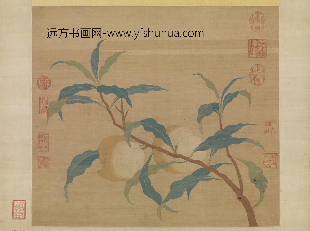 宋缂丝蟠桃图轴