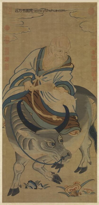 宋缂丝青牛老子图轴.jpg