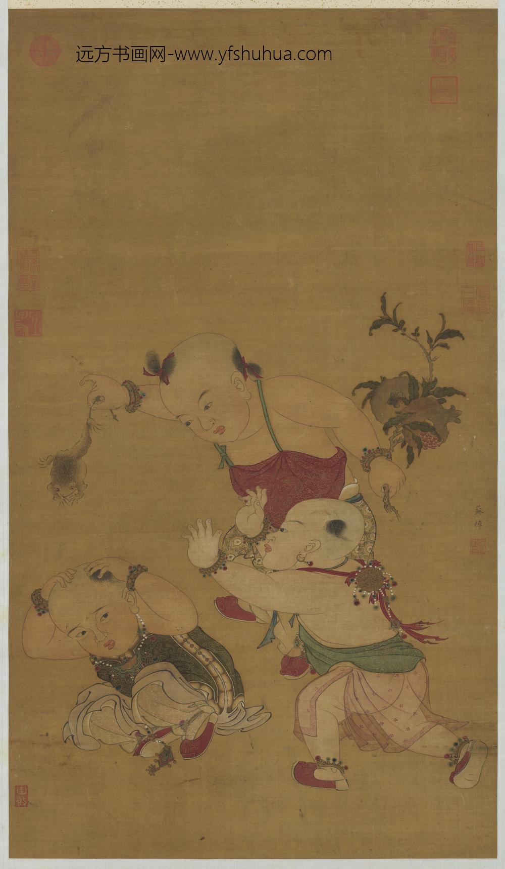 宋苏焯端阳戏婴图轴