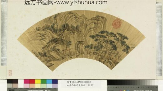 山水人物泥金扇面册 无款驴骑渡桥.jpg