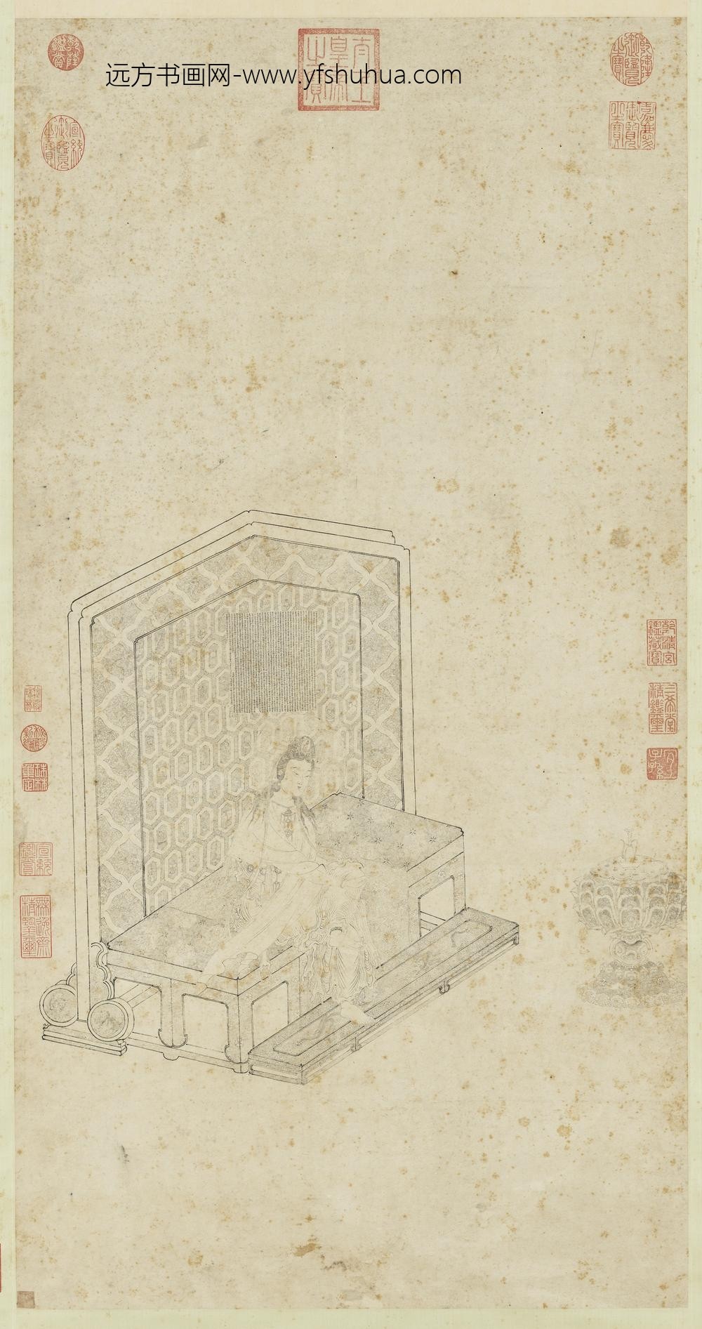 明人临宋人白描大士像轴