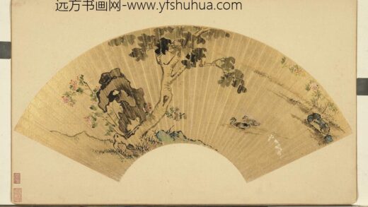 明人书画扇辛册 明人无款平湖野凫.jpg