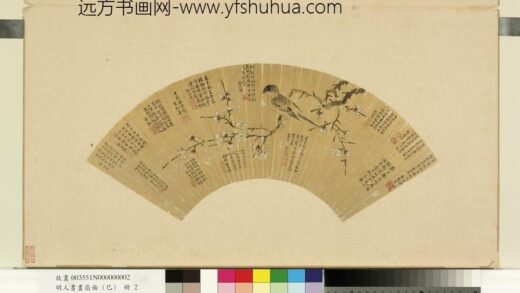 明人书画扇面（己）册明习于善白梅山鸟.jpg