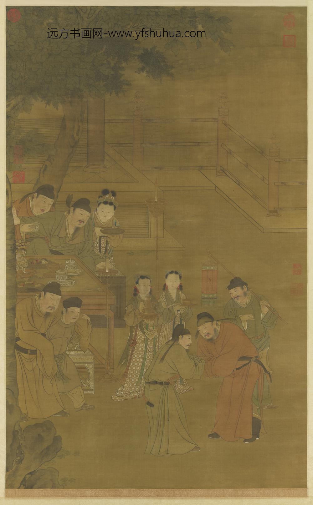 明人五王醉归图轴