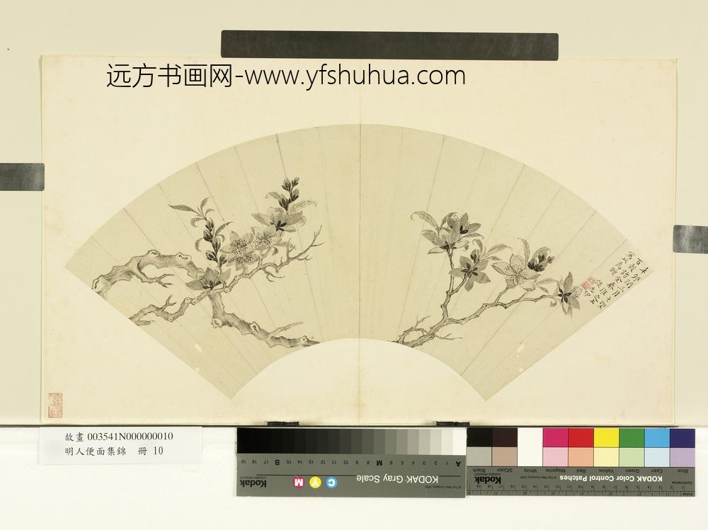 明人便面集锦册-明谈志伊桃花