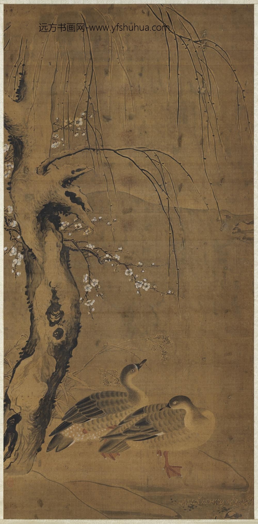 明人梅柳双雁轴明人梅柳双雁轴