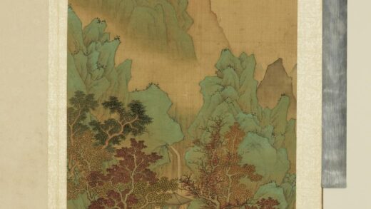 明人画岩壑清晖册 明人溪桥观瀑.jpg