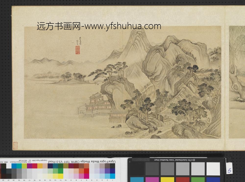 明人画幅集册-水阁依崖