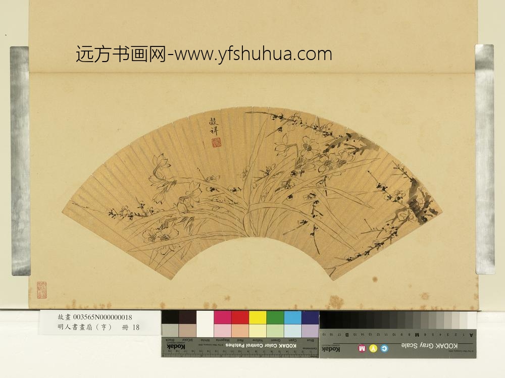 明人画扇（亨）册明王谷祥水仙梅花