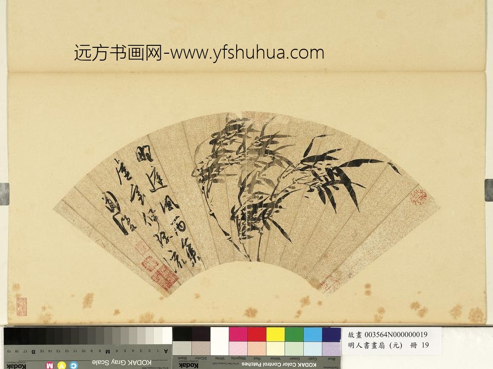 明人画扇（元）册明陈淳风竹