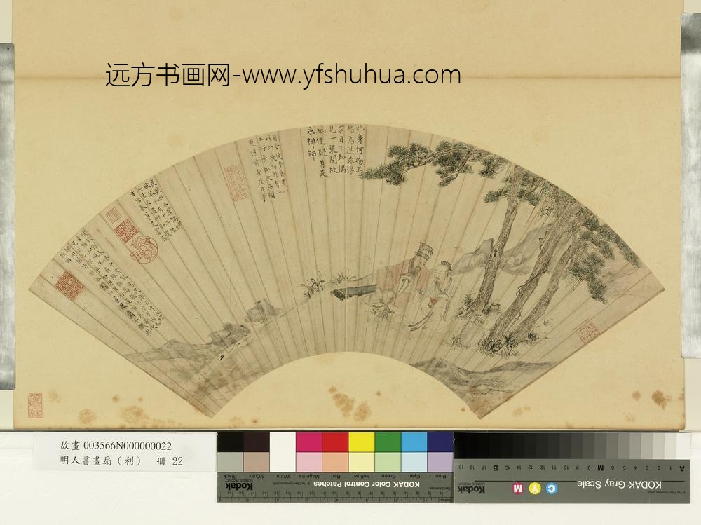明人画扇（利）册-明张仲斯松阴抚轸