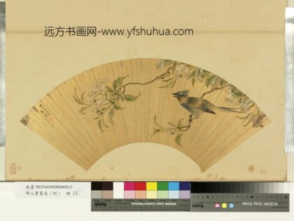 明人画扇（利）册 明朱士瑛海棠山鹊.jpg