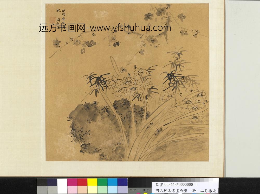 明人祝寿书画合璧册-二月春光