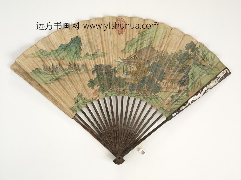 明人设色山水成扇-