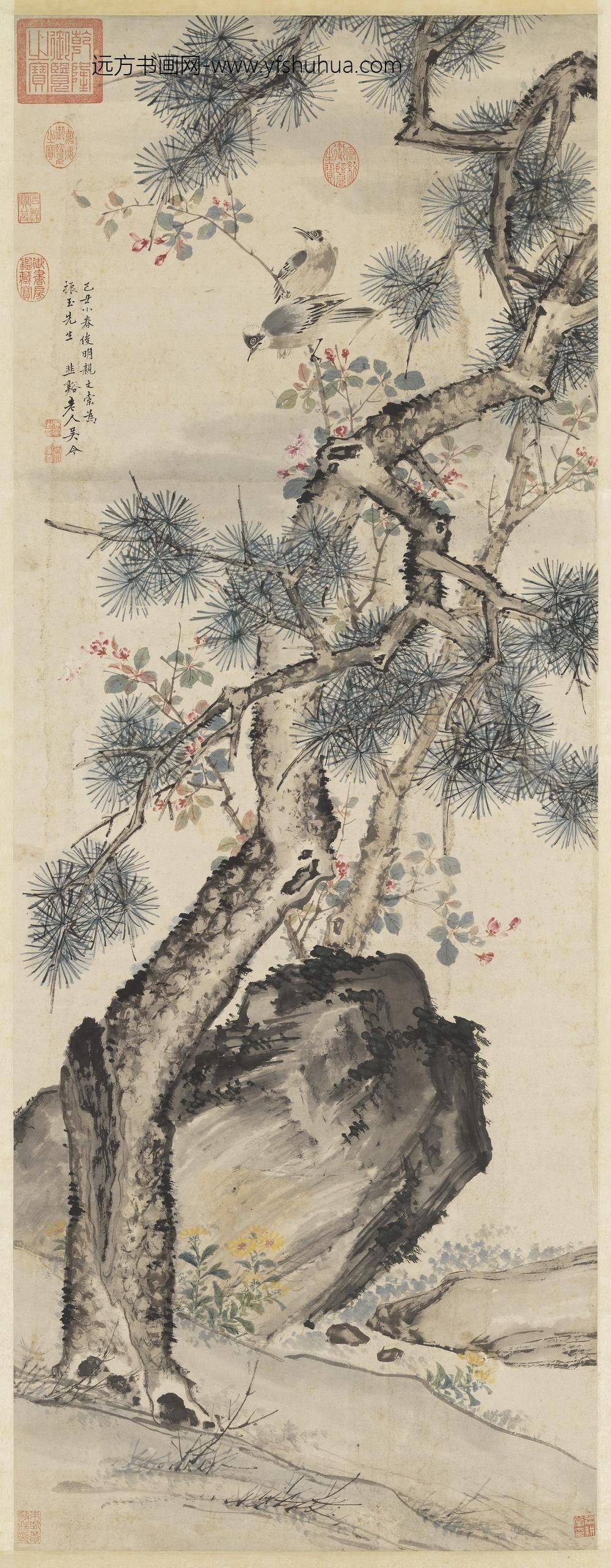 明吴令堂上白头图轴