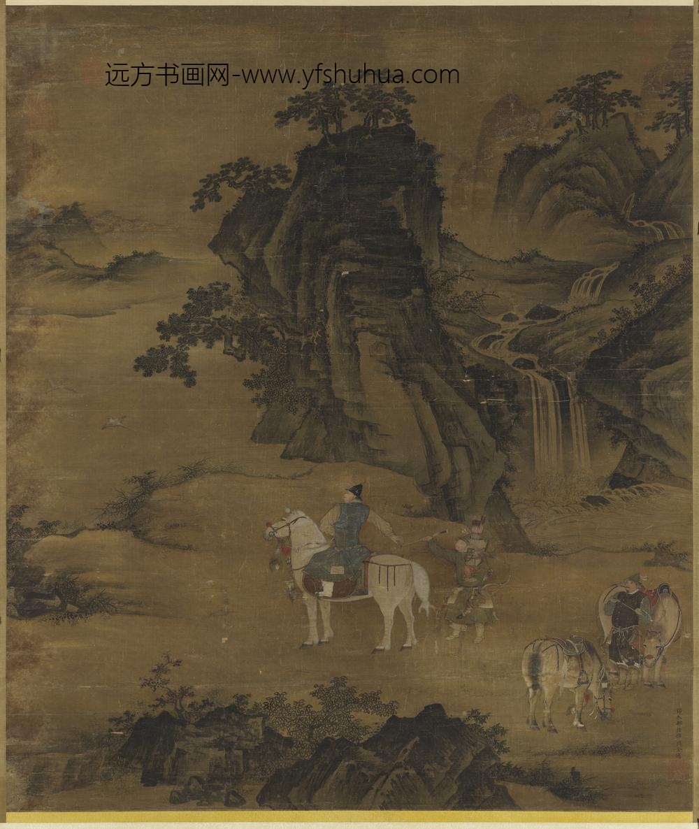 明周全射雉图轴