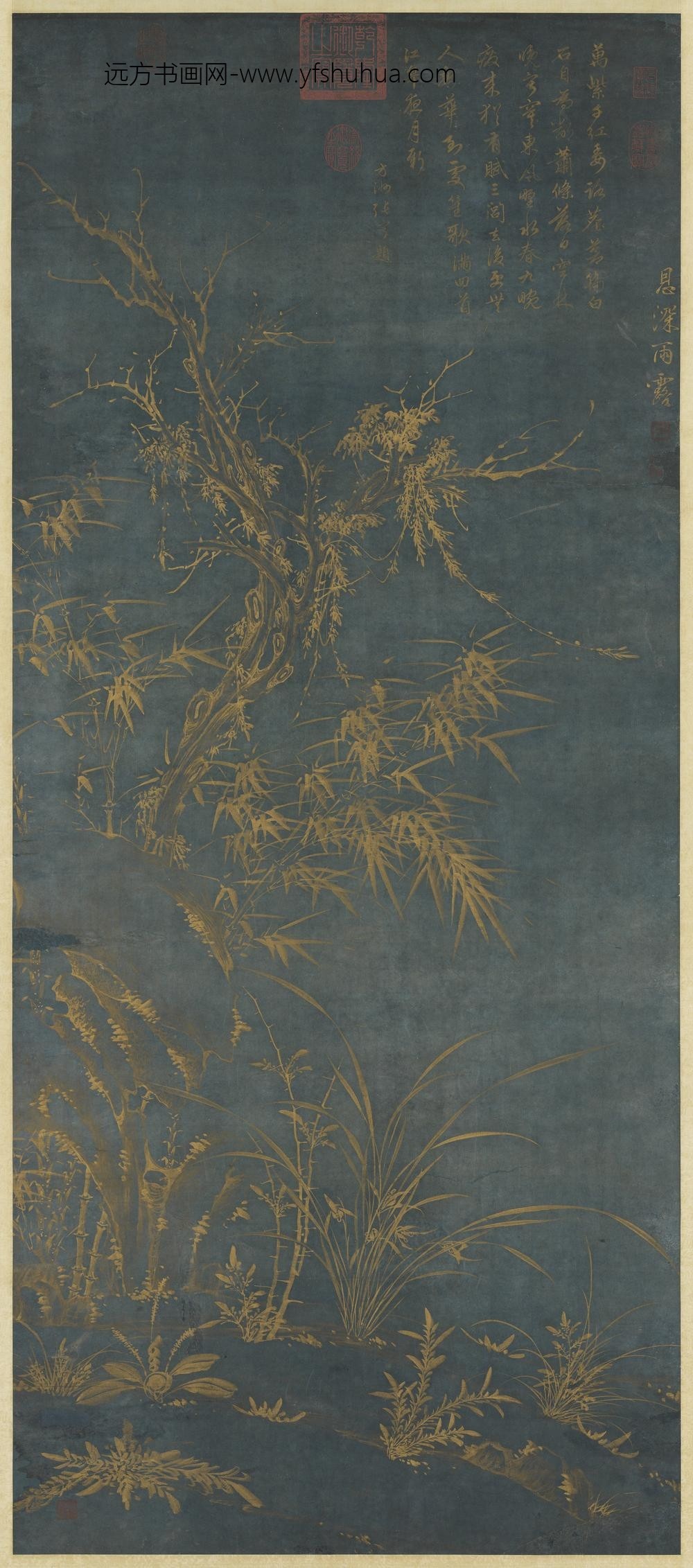 明张宁岁寒三友图轴