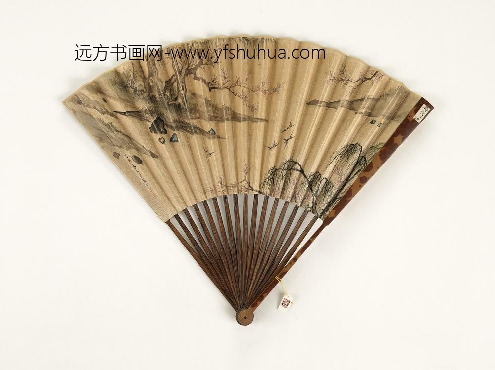 明张寅画柳燕桃花成扇-