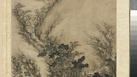 明张经画山水册 桥上赏瀑.jpg