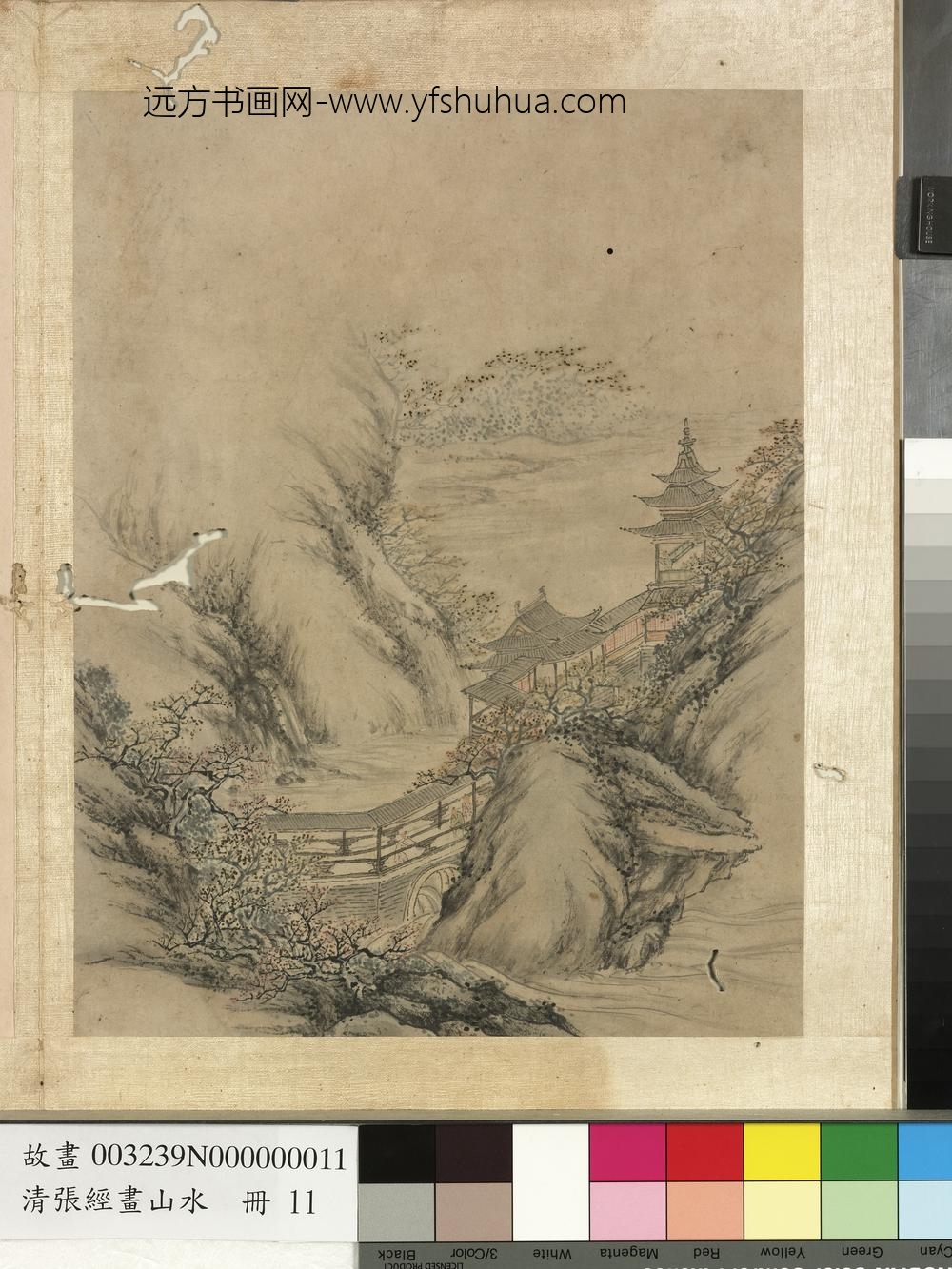 明张经画山水册-连廊迭楼