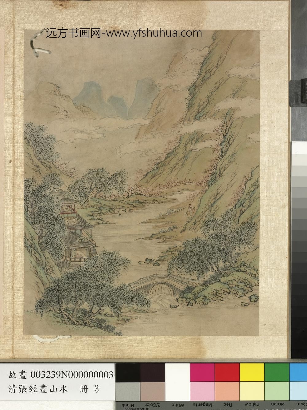 明张经画山水册-高阁吟咏