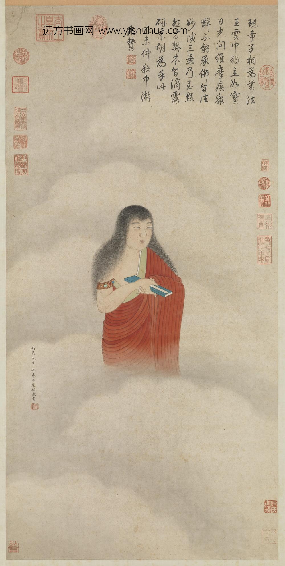 明朱侃画童贞像轴