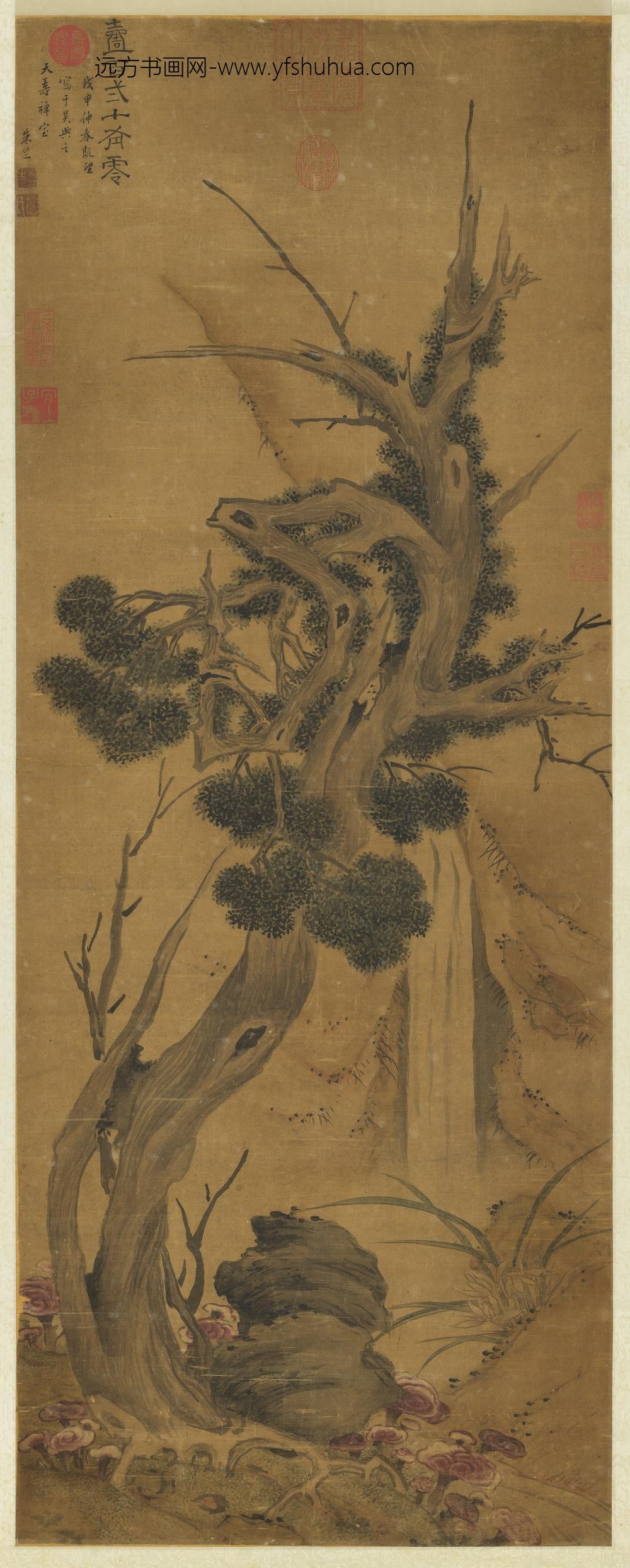 明朱竺百龄添算图轴