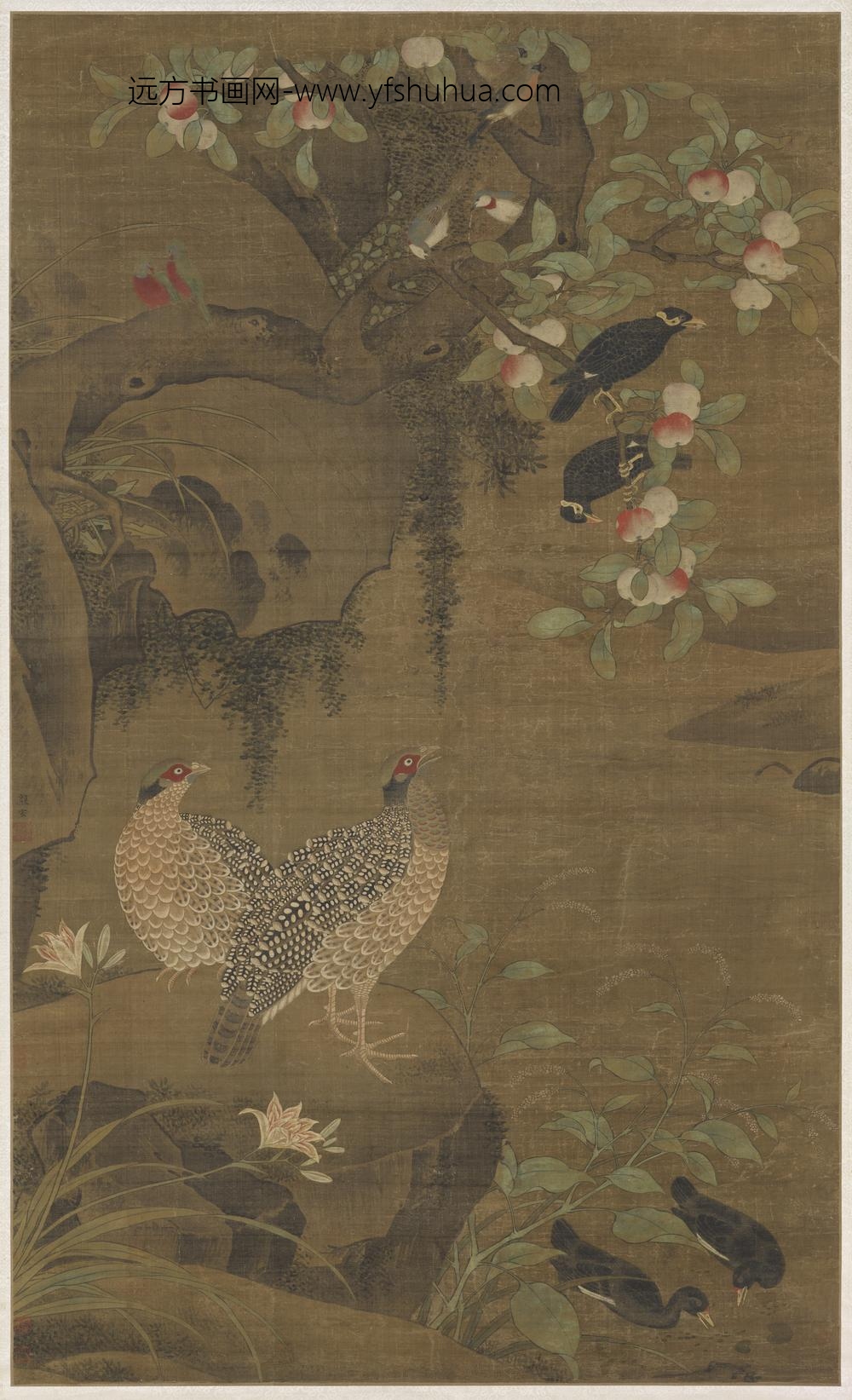 明殷宏花鸟轴明殷宏花鸟轴