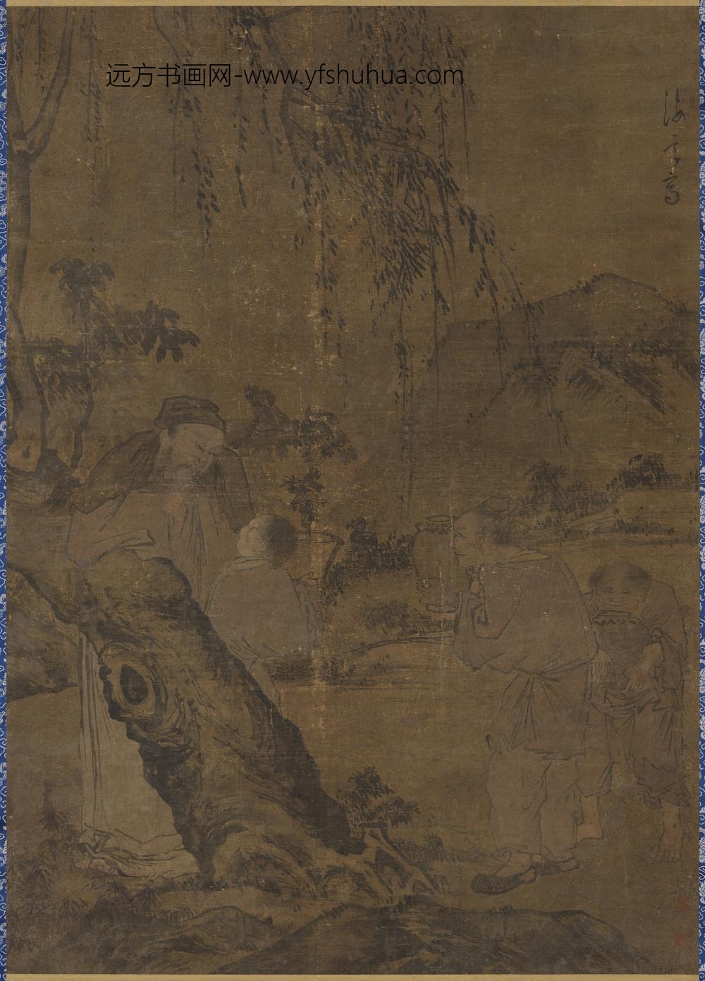 明汪肇渊明爱菊图轴明汪肇渊明爱菊图轴