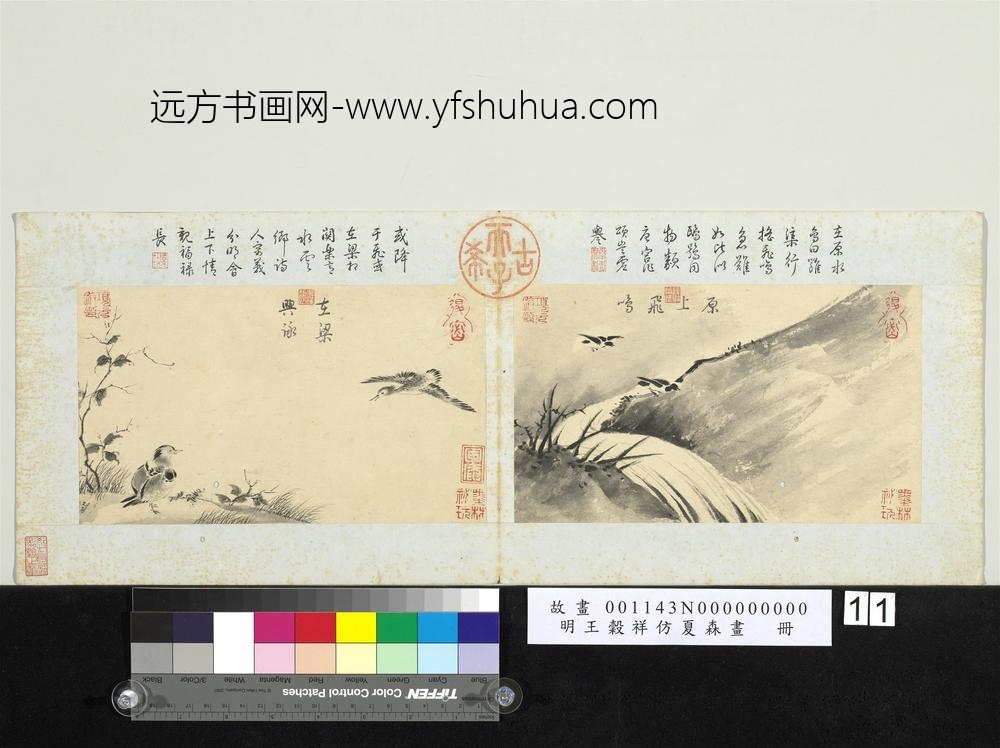 明王谷祥仿夏森画册-原上飞鸣