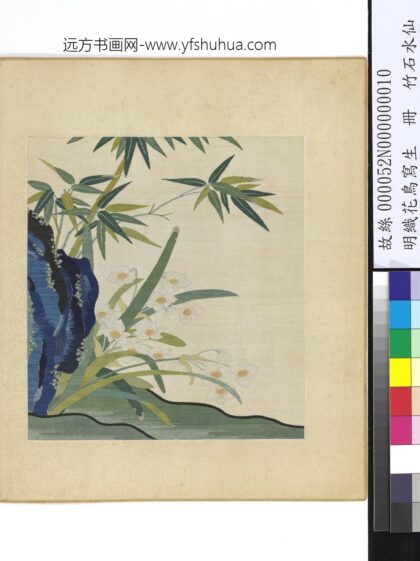 明织花鸟写生册 竹石水仙.jpg