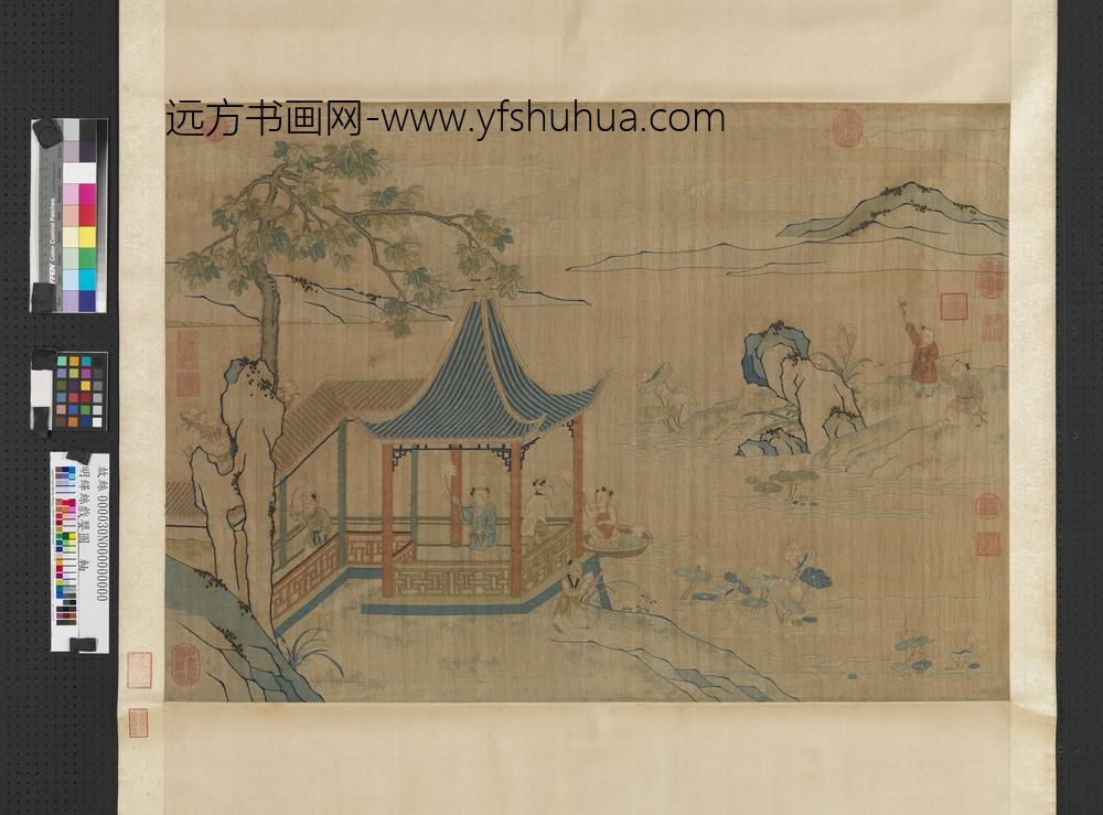 明缂丝戏婴图轴