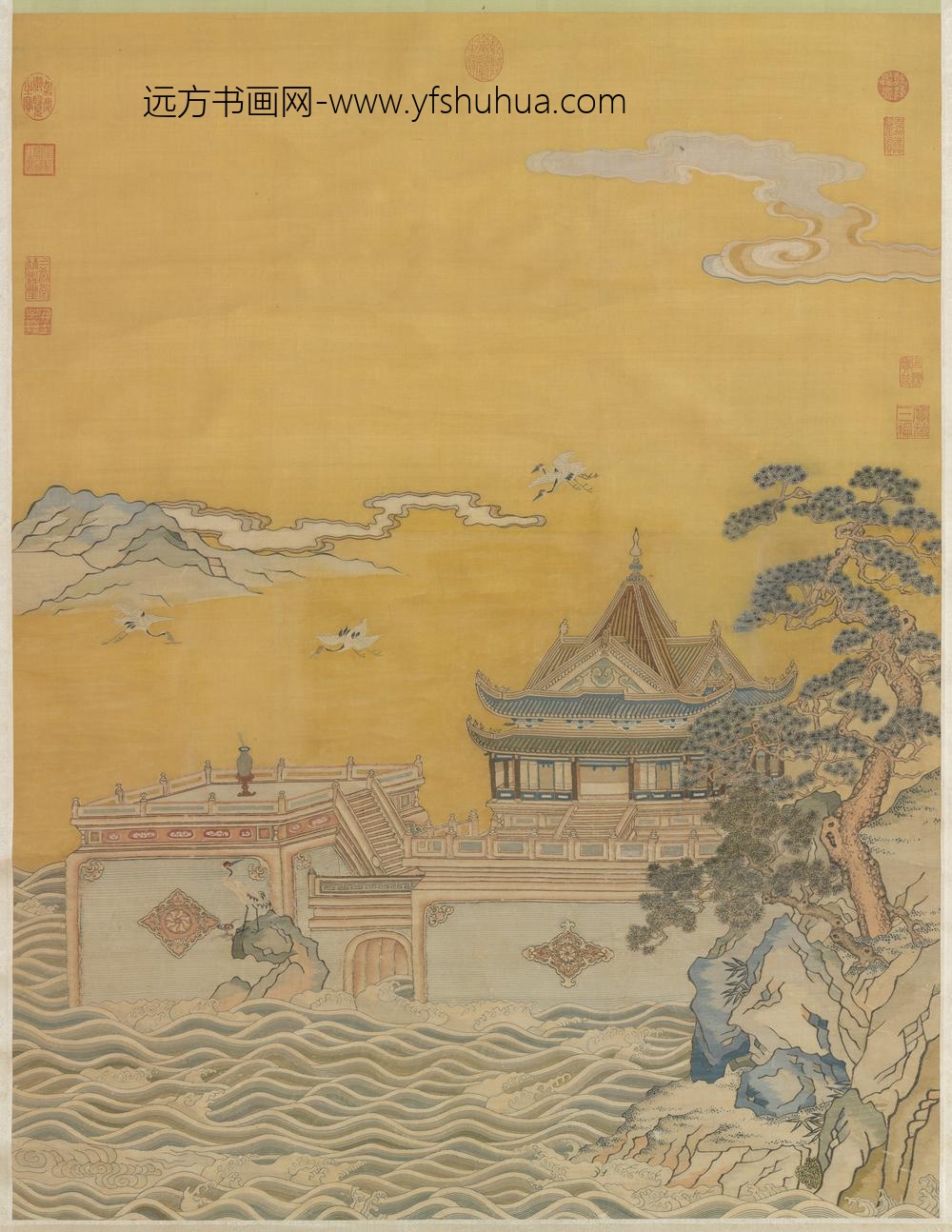 明缂丝海屋添筹轴