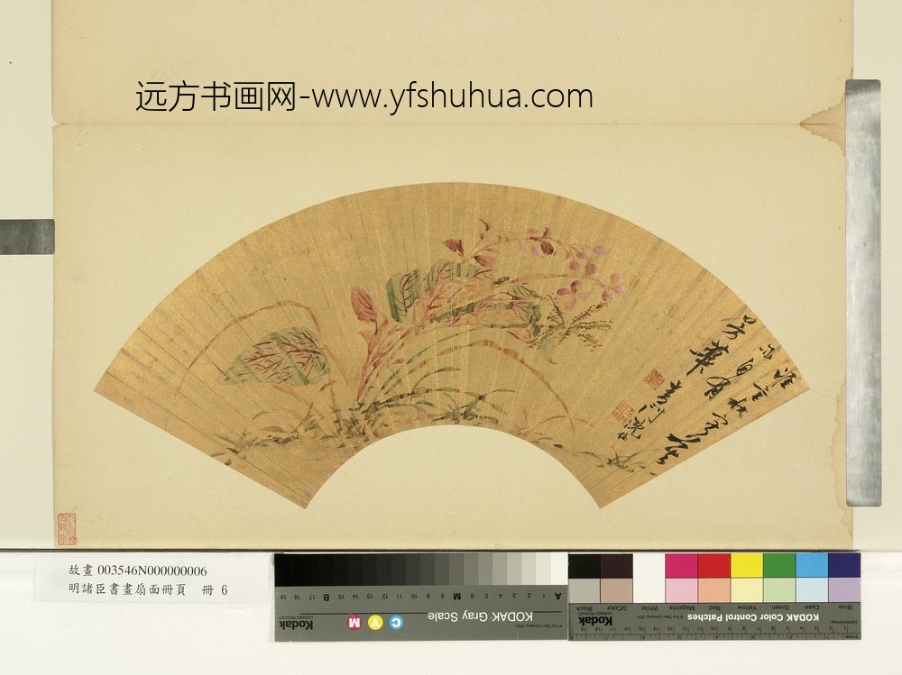 明诸臣书画扇面册页册-明沈仕秋暮芳华