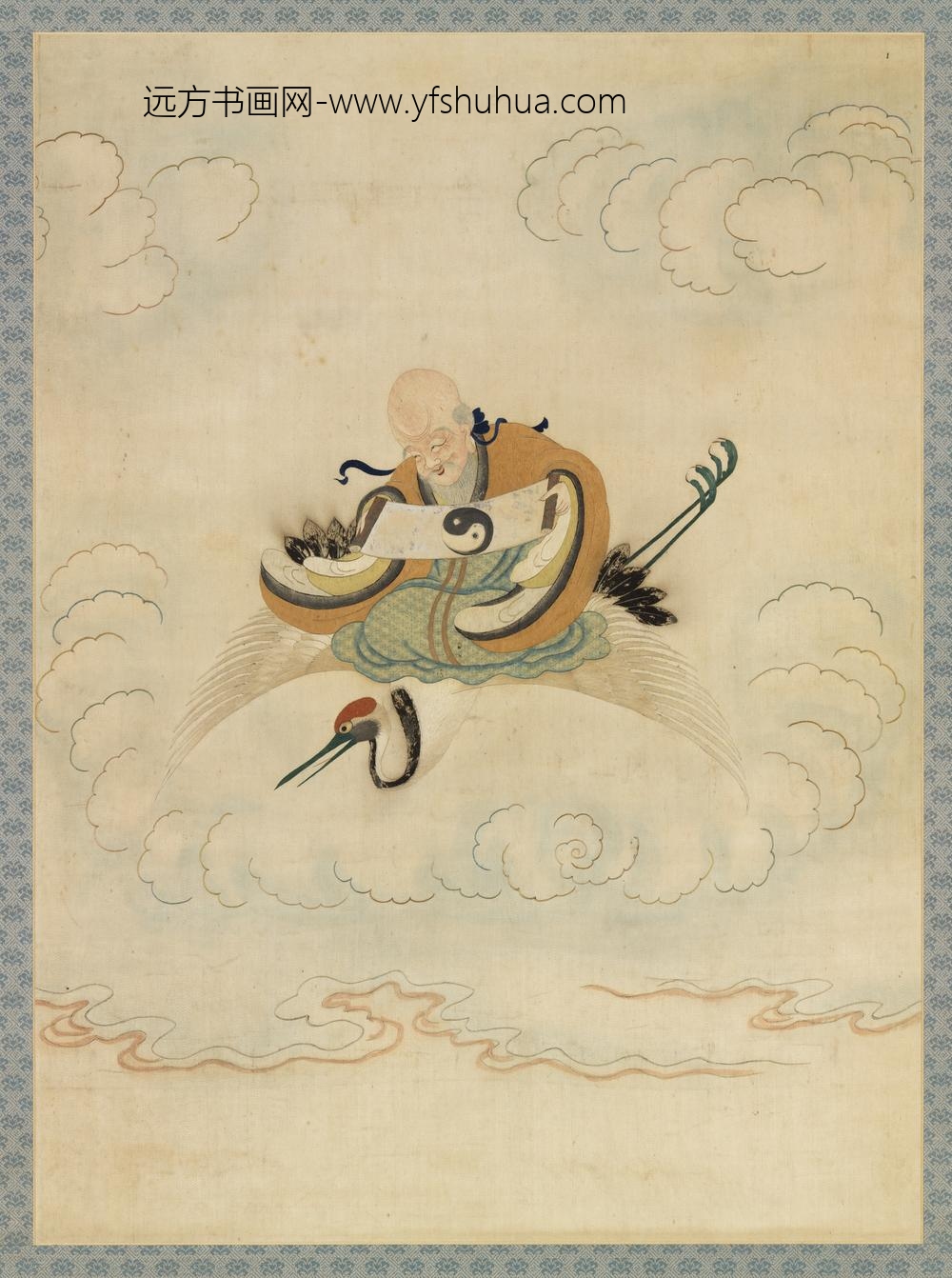 明顾绣八仙庆寿挂屏（一）南极仙翁轴