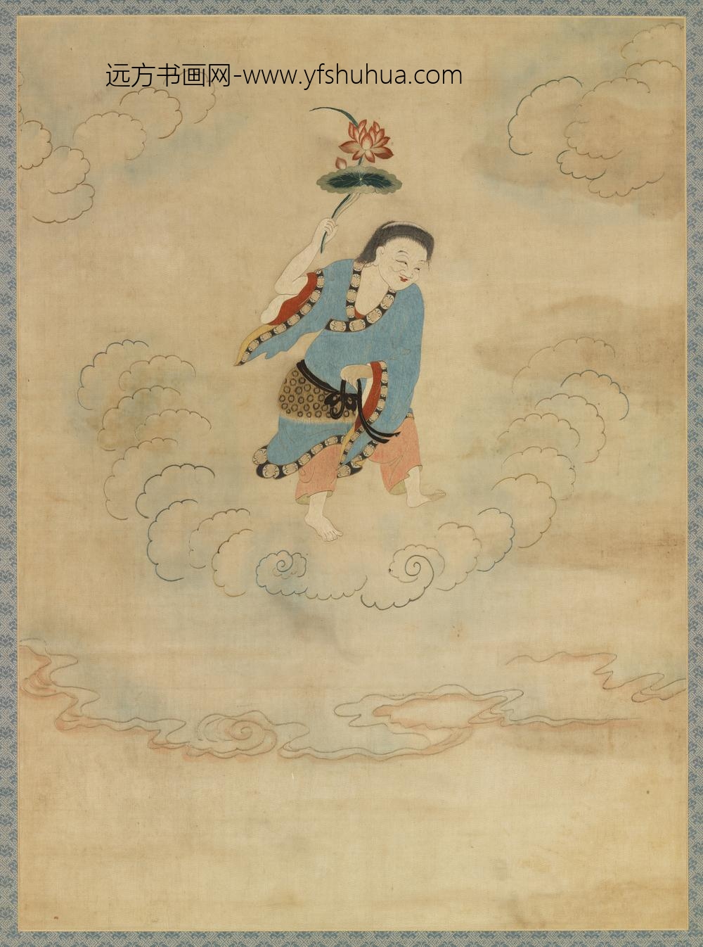 明顾绣八仙庆寿挂屏（九）和合二仙之和仙轴