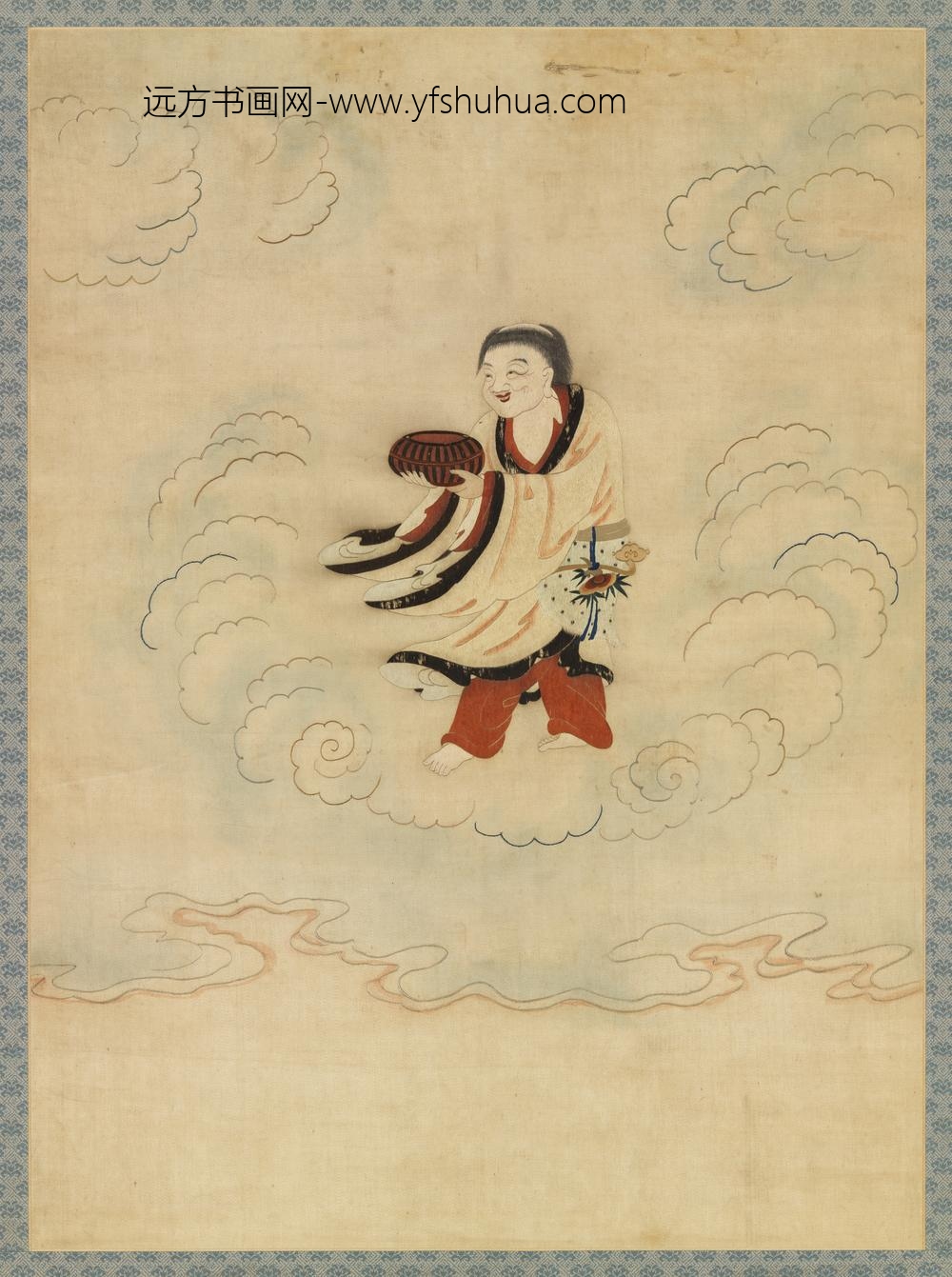 明顾绣八仙庆寿挂屏（二）和合二仙之合仙轴