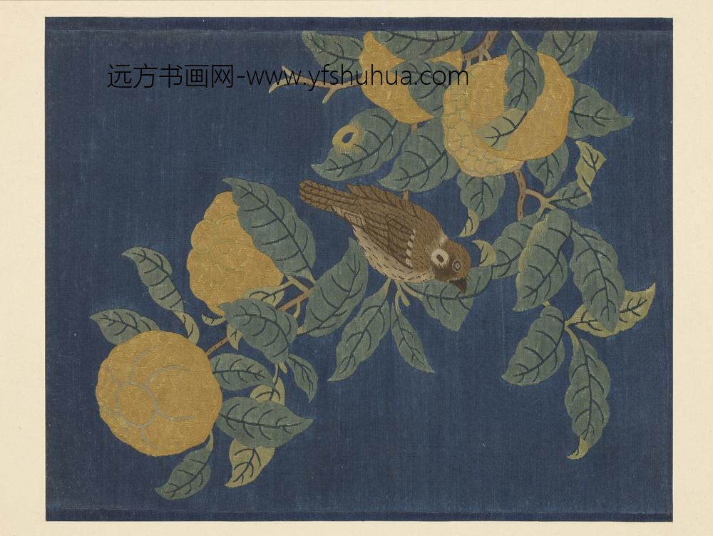 朱克柔-镂绘集锦册-山果寒禽